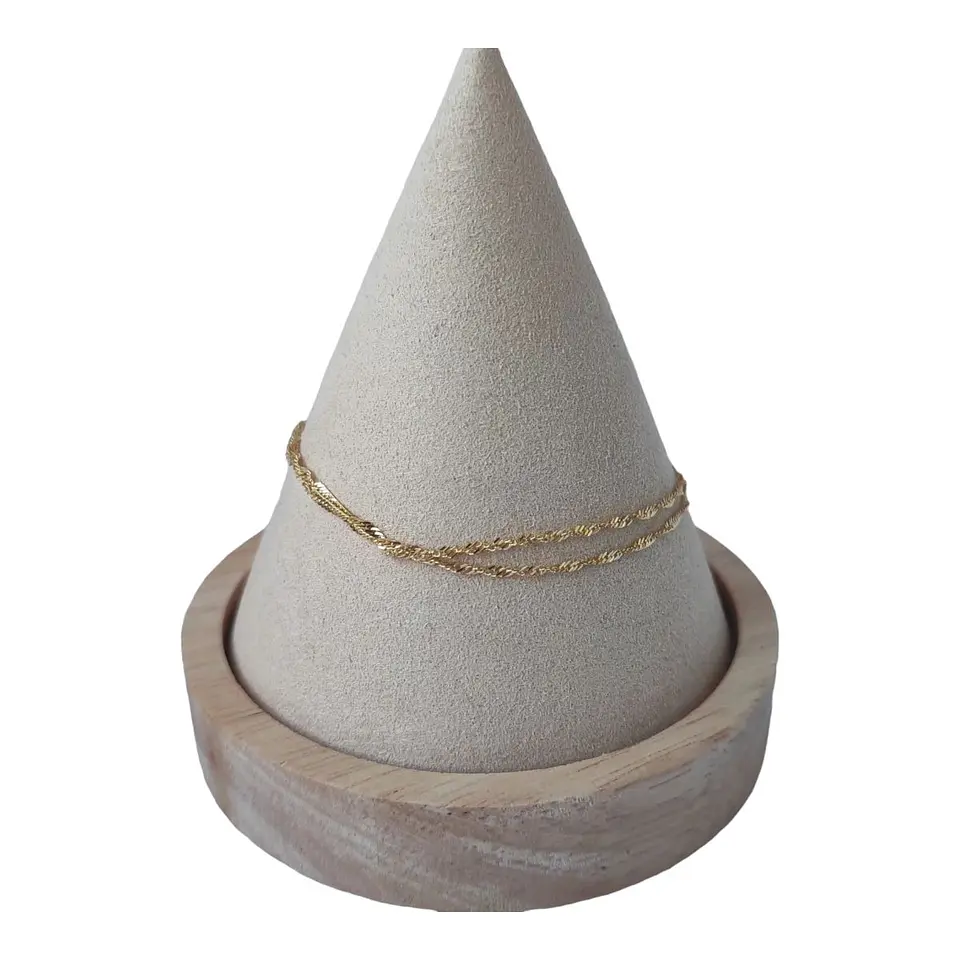 Pulsera doble Singapur de plata 925 bañada en oro de 18 k 1