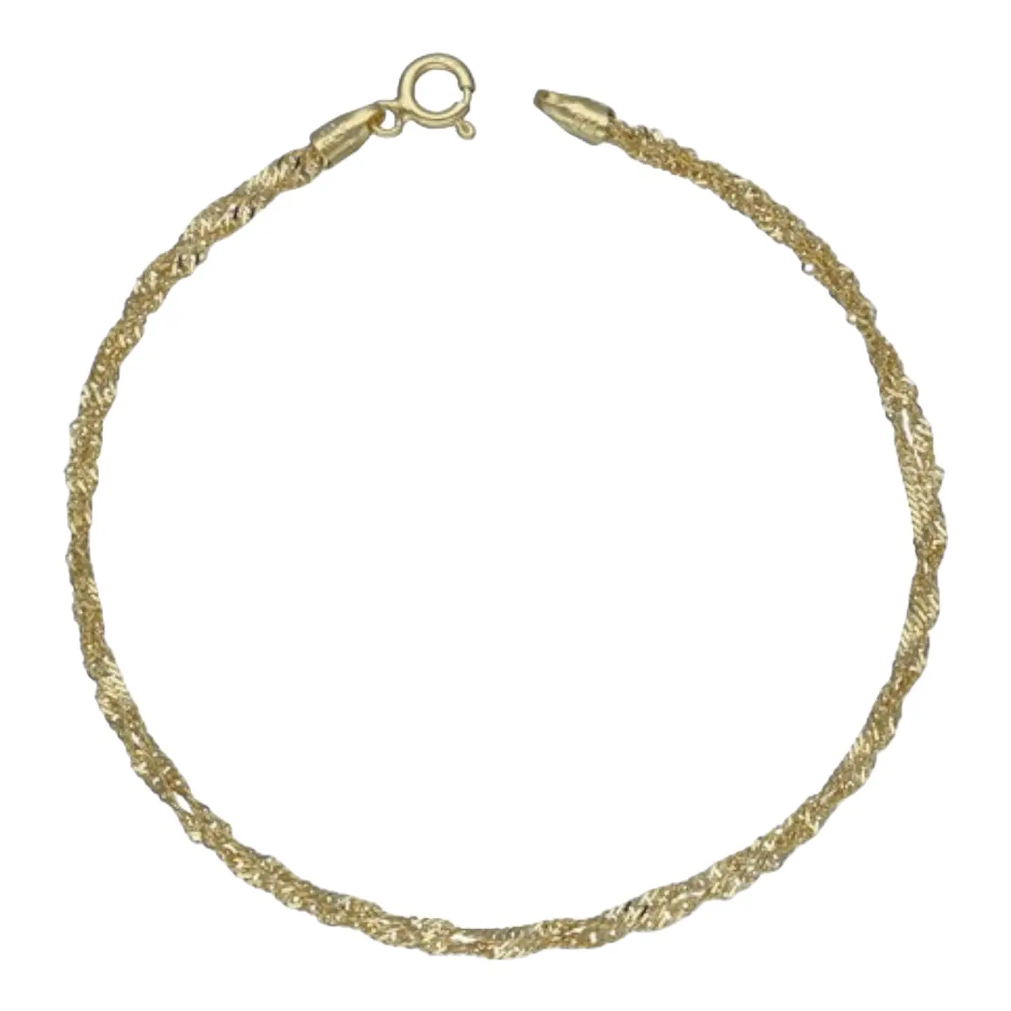 Pulsera doble Singapur de plata 925 bañada en oro de 18 k 2