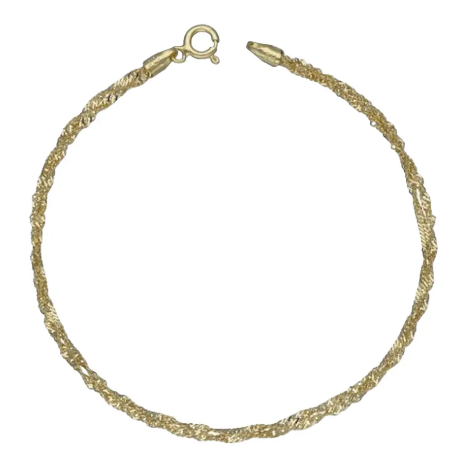 Pulsera doble Singapur de plata 925 bañada en oro de 18 k 2