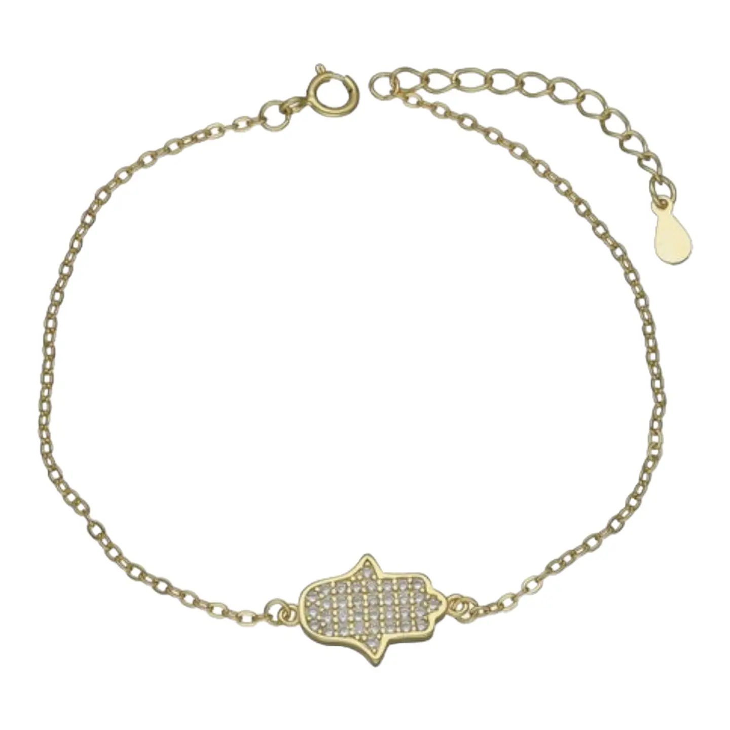 Pulsera mano de fatima circones de plata 925 bañada en oro de 18 k 1
