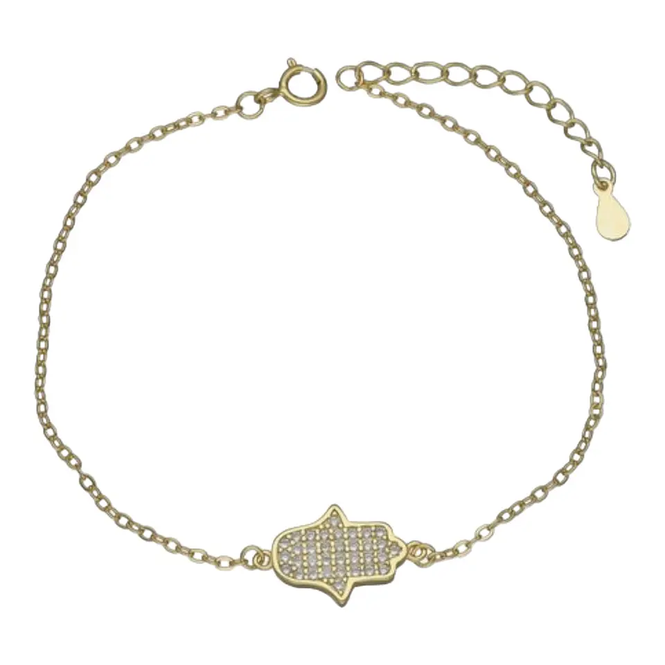 Pulsera mano de fatima circones de plata 925 bañada en oro de 18 k 1