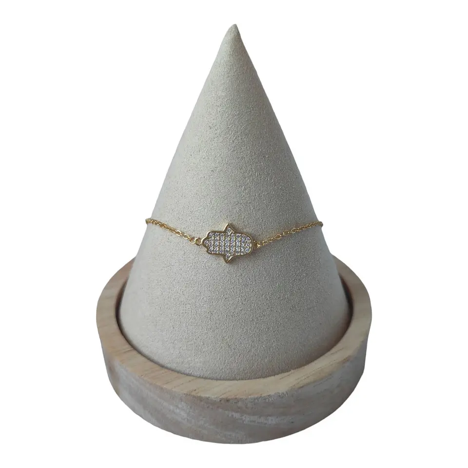 Pulsera mano de fatima circones de plata 925 bañada en oro de 18 k 2