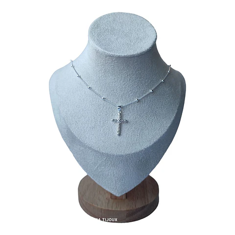 Cadena pelotitas con colgante de cruz de plata 925