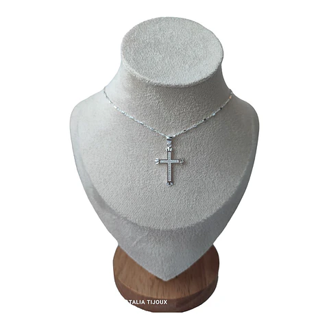 Cadena con colgante cruz circones de plata 925