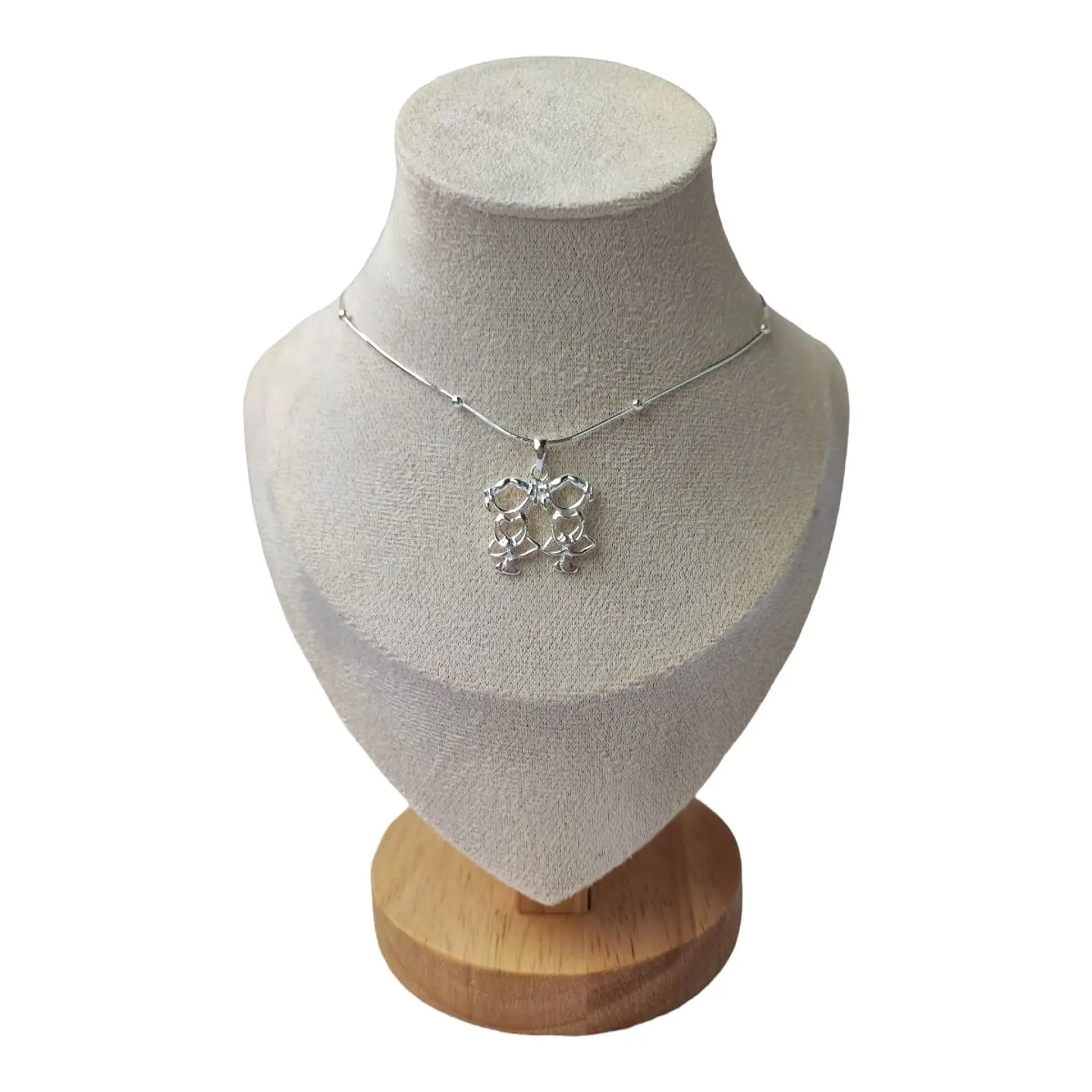 Cadena con colgante 2 niñas de plata 925 1