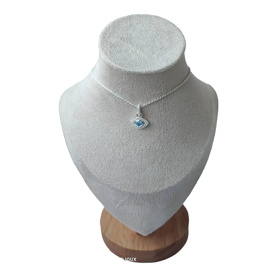 Cadena colgante ojo turco circones agua marina de plata 925 1