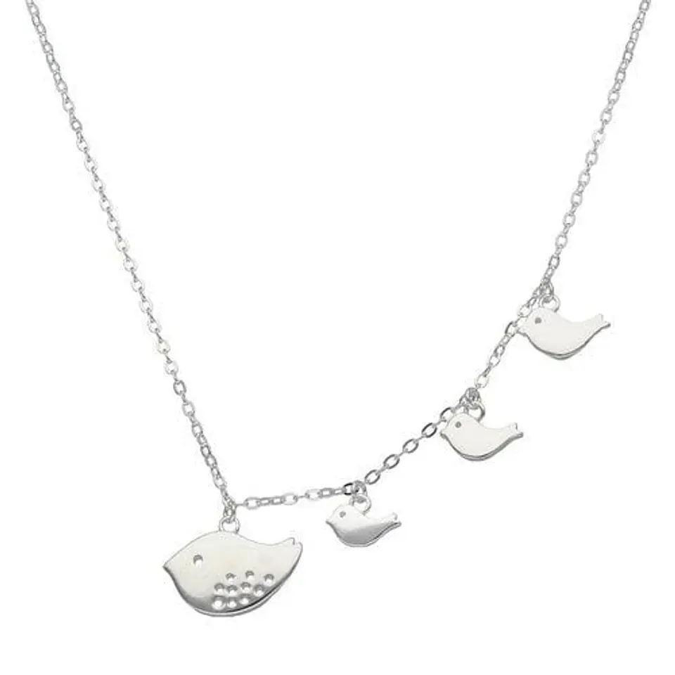 collar familia mama 3 hijos de plata s925 1