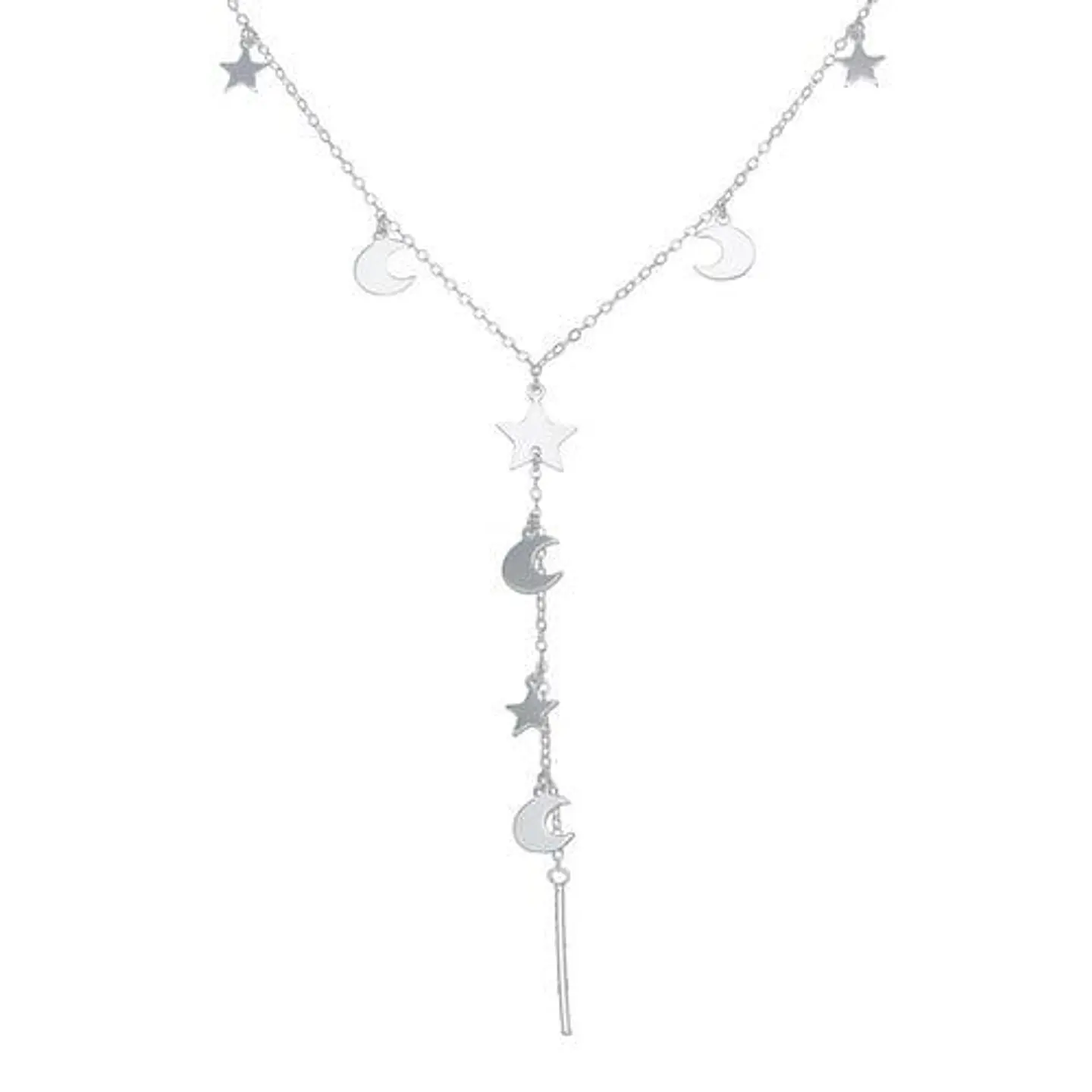collar cascada media luna y estrellas de plata s925 1