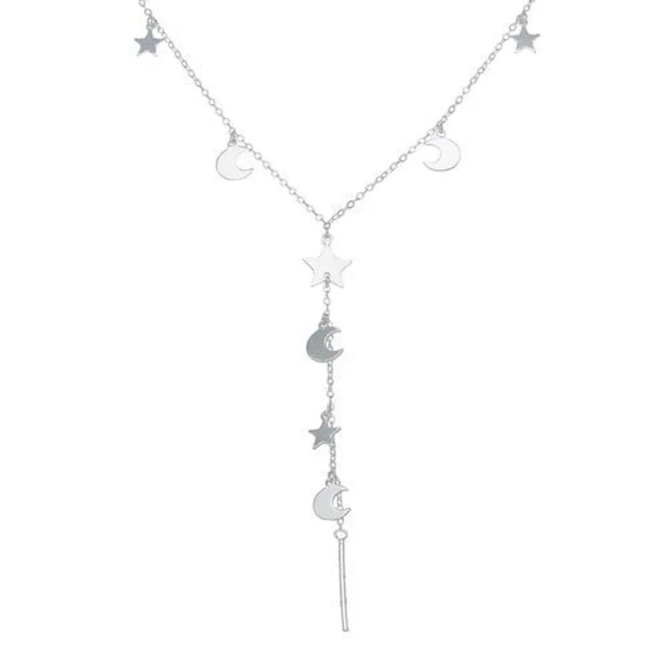 collar cascada media luna y estrellas de plata s925 1