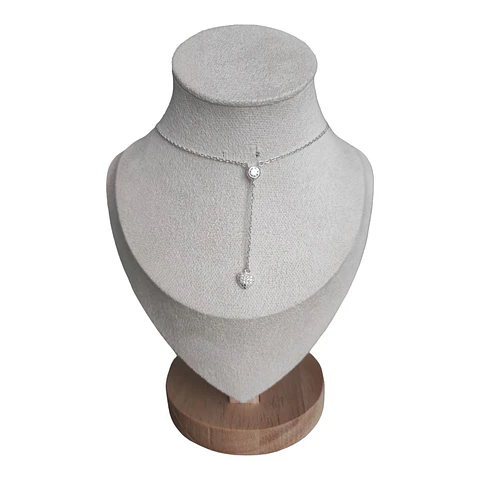 collar circon con colgante corazon de plata s925