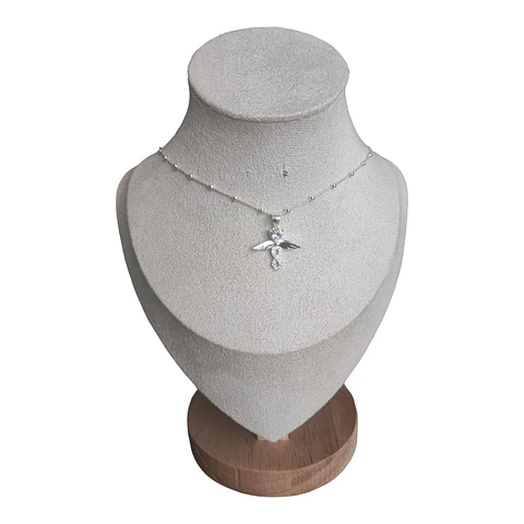 collar corazon infinito con circones con alas  de plata s925