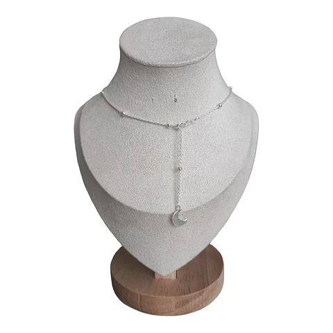 collar largo media luna de plata 925