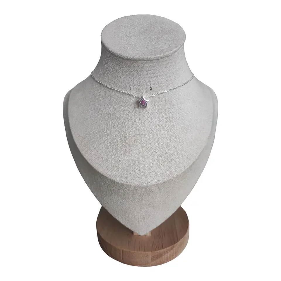 collar estrella circón fucsia de plata s925 1