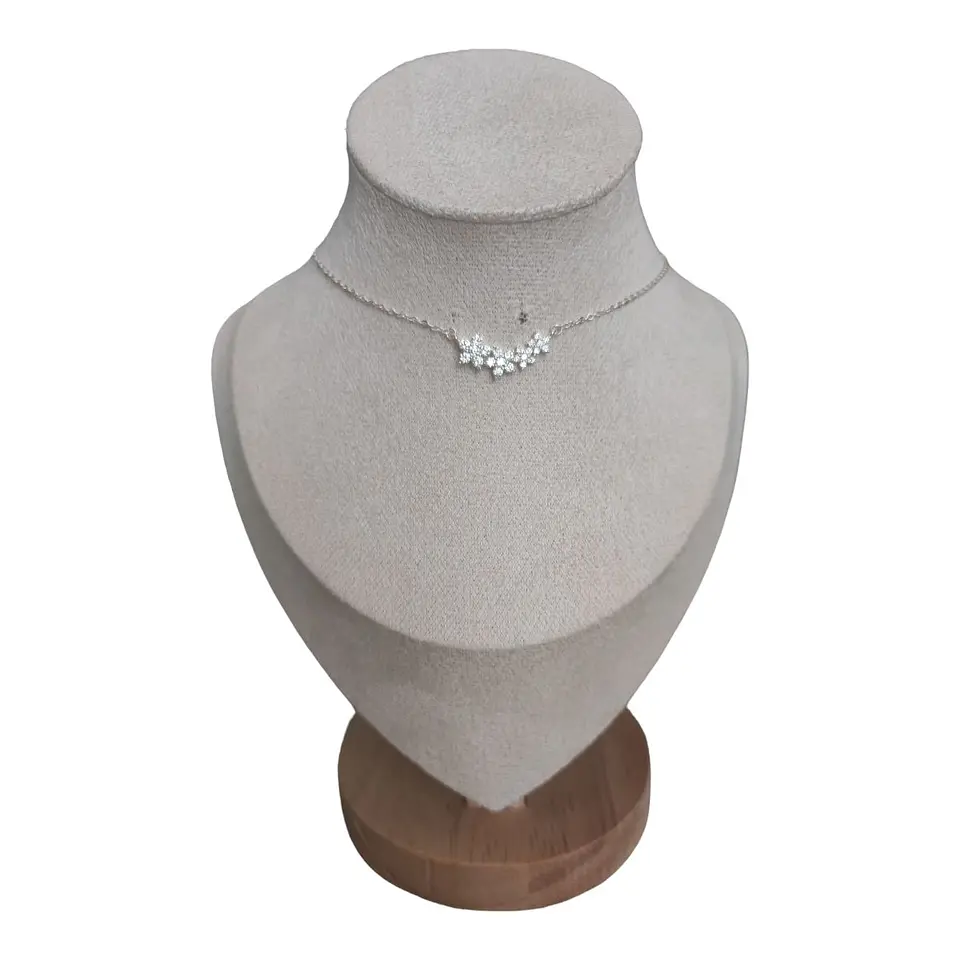 collar 4 flores con circones de plata s925 1
