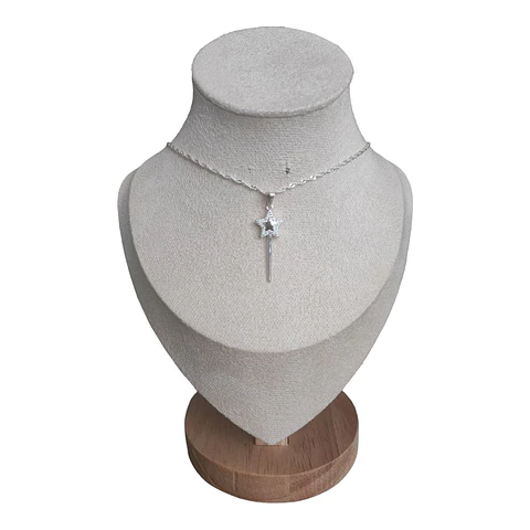 collar estrella varita con circones de plata s925