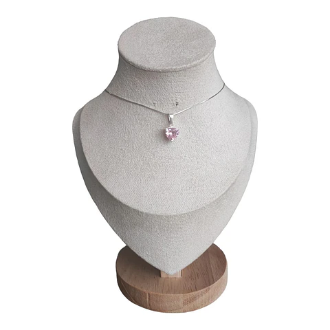 collar corazon circon rosa de plata s925