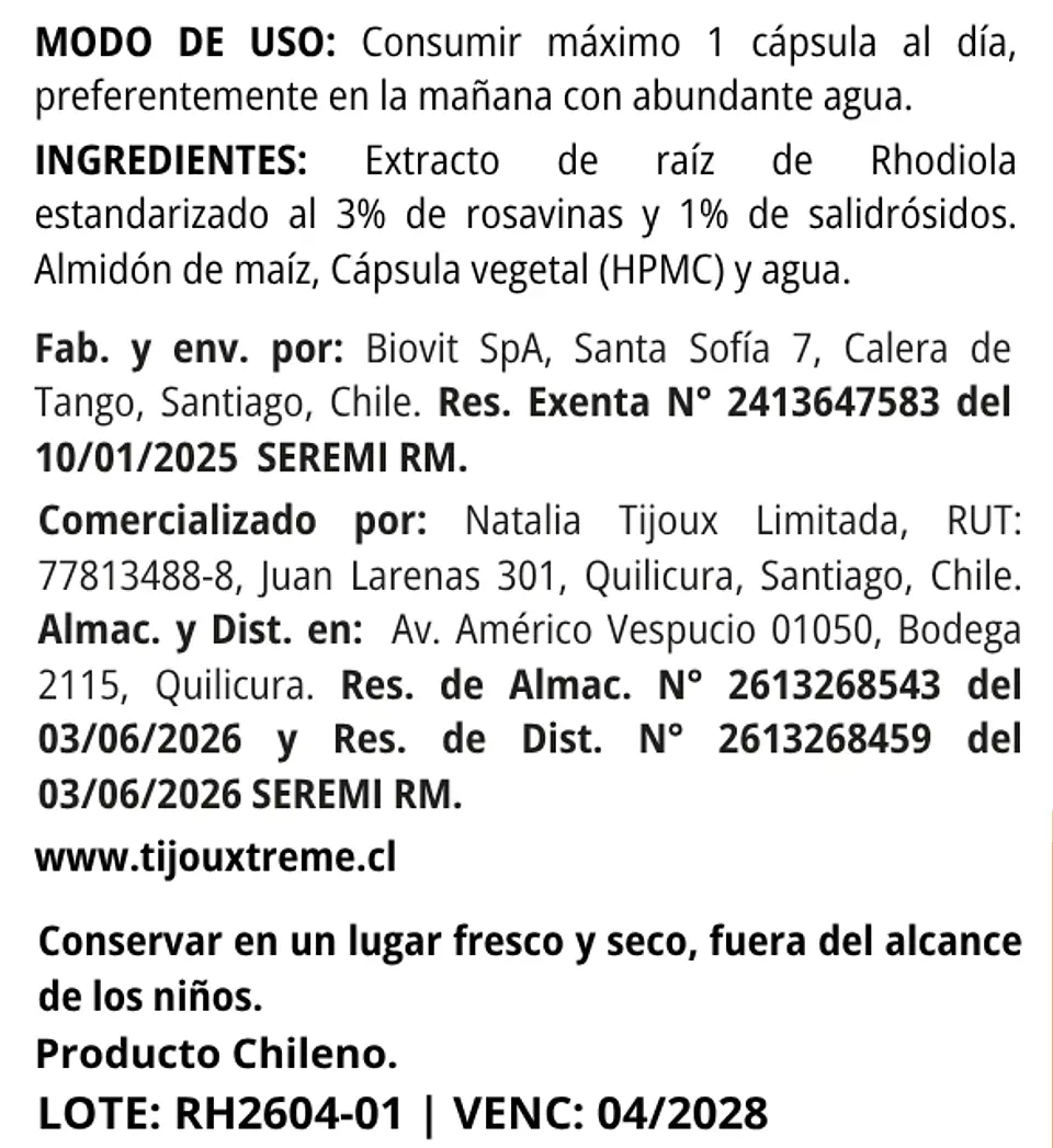Rhodiola Rosea | Suplemento Alimenticio Adaptógeno | 60 Cápsulas | 400MG 3