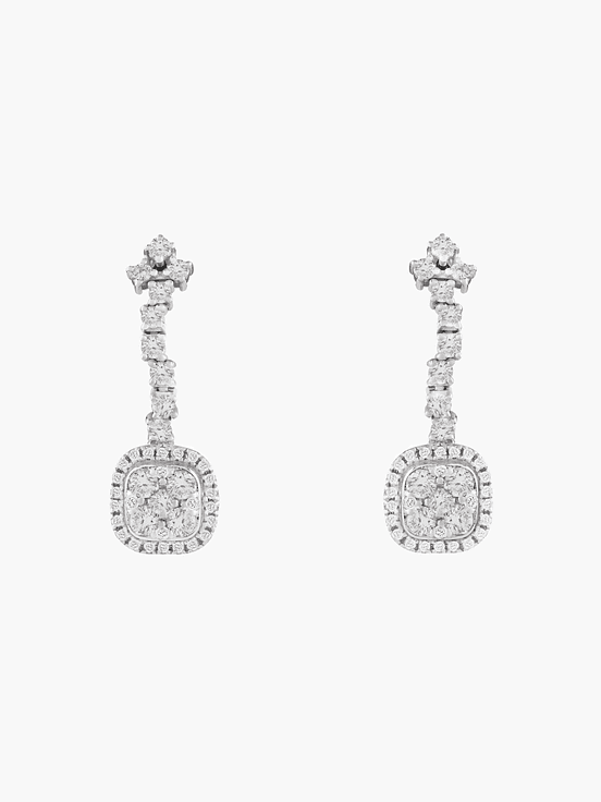 Pendientes Largos Con Diamantes Cuadrados 1