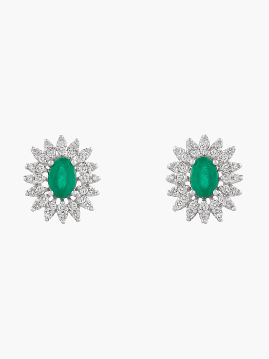 Aros  Esmeraldas Con Racimo Diamantes 1