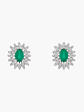 Aros  Esmeraldas Con Racimo Diamantes - Miniatura 1