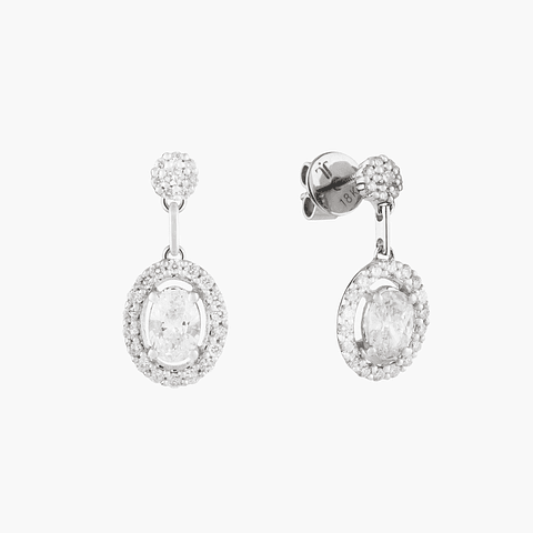 Pendientes Diamante Ovalados En Halo