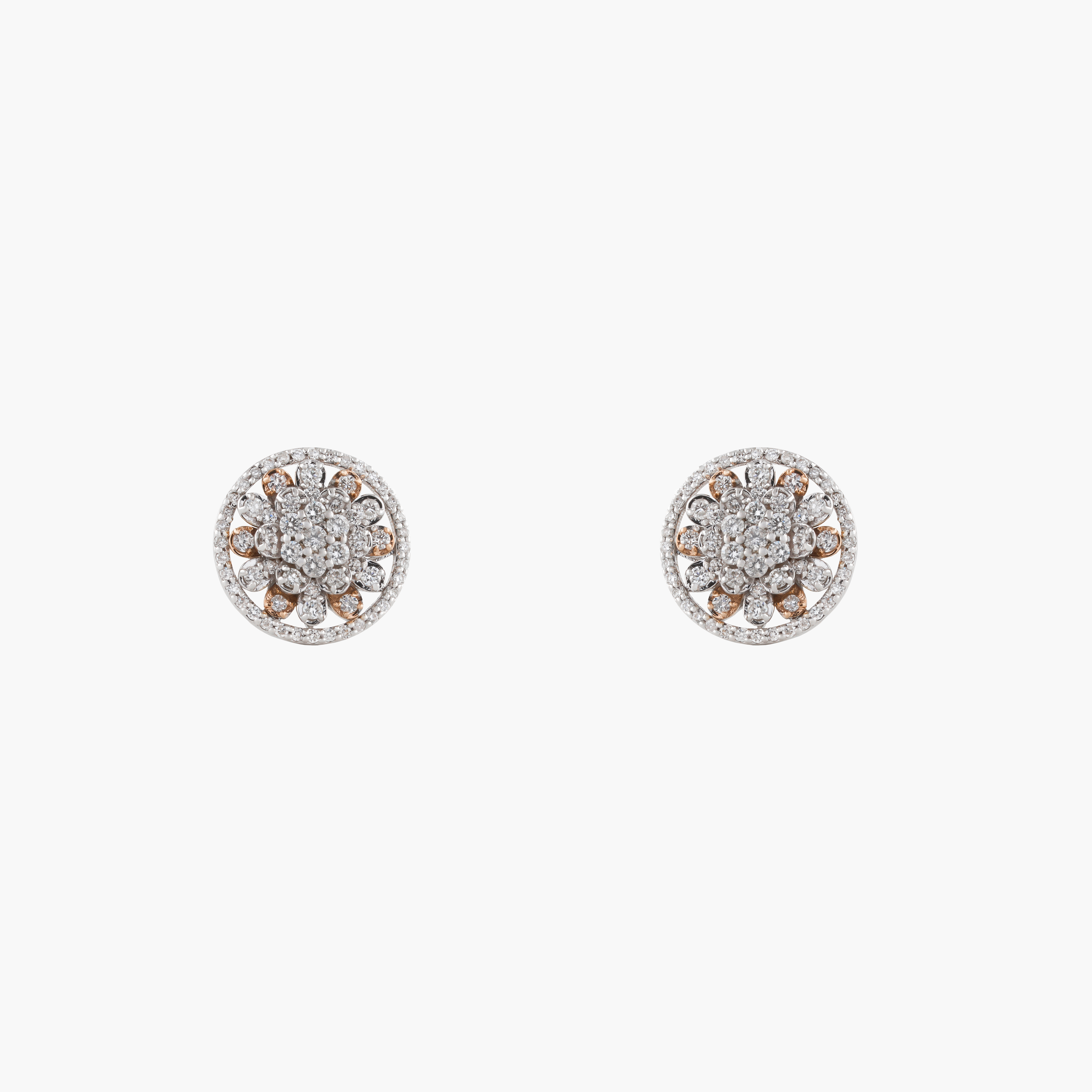 Aros Racimo  Diamantes En Oro Blanco- Rosa 1