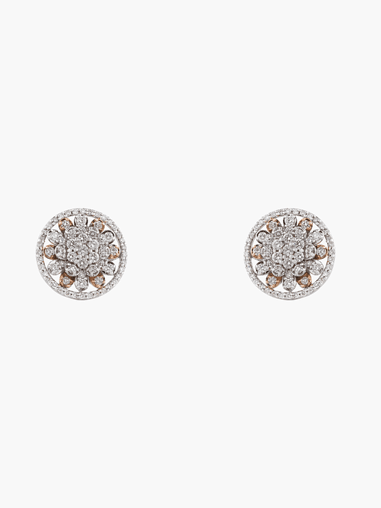 Aros Racimo  Diamantes En Oro Blanco- Rosa 1