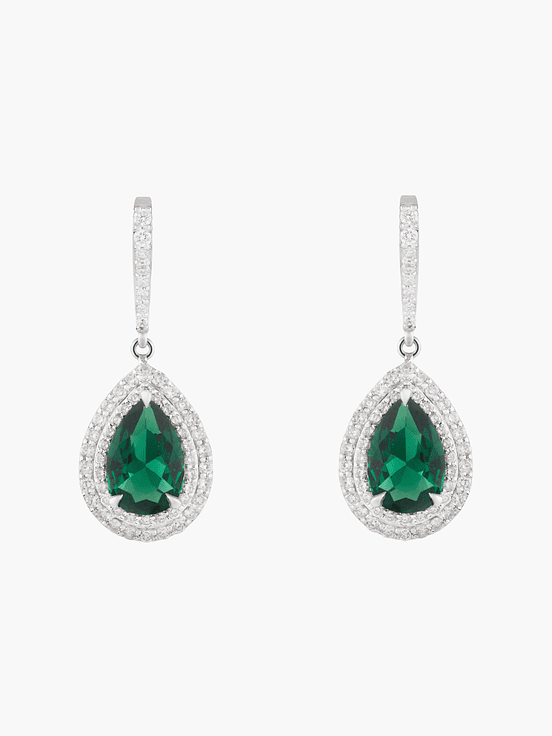 Pendientes Gotas Verde Intenso Con  Diamantes 1