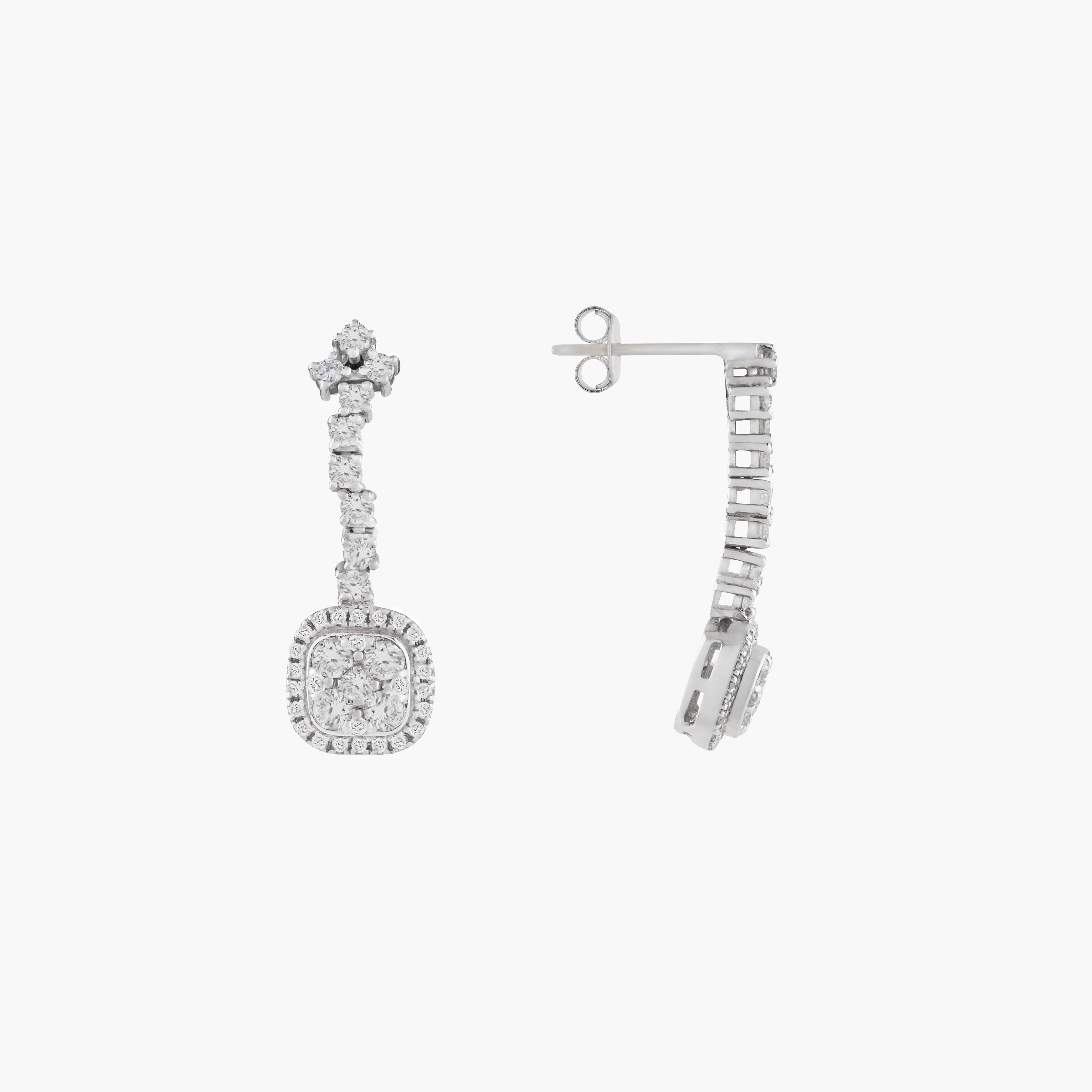 Pendientes Largos Con Diamantes Cuadrados 2