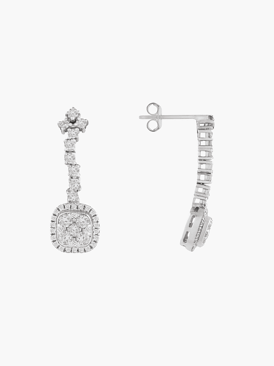 Pendientes Largos Con Diamantes Cuadrados 2