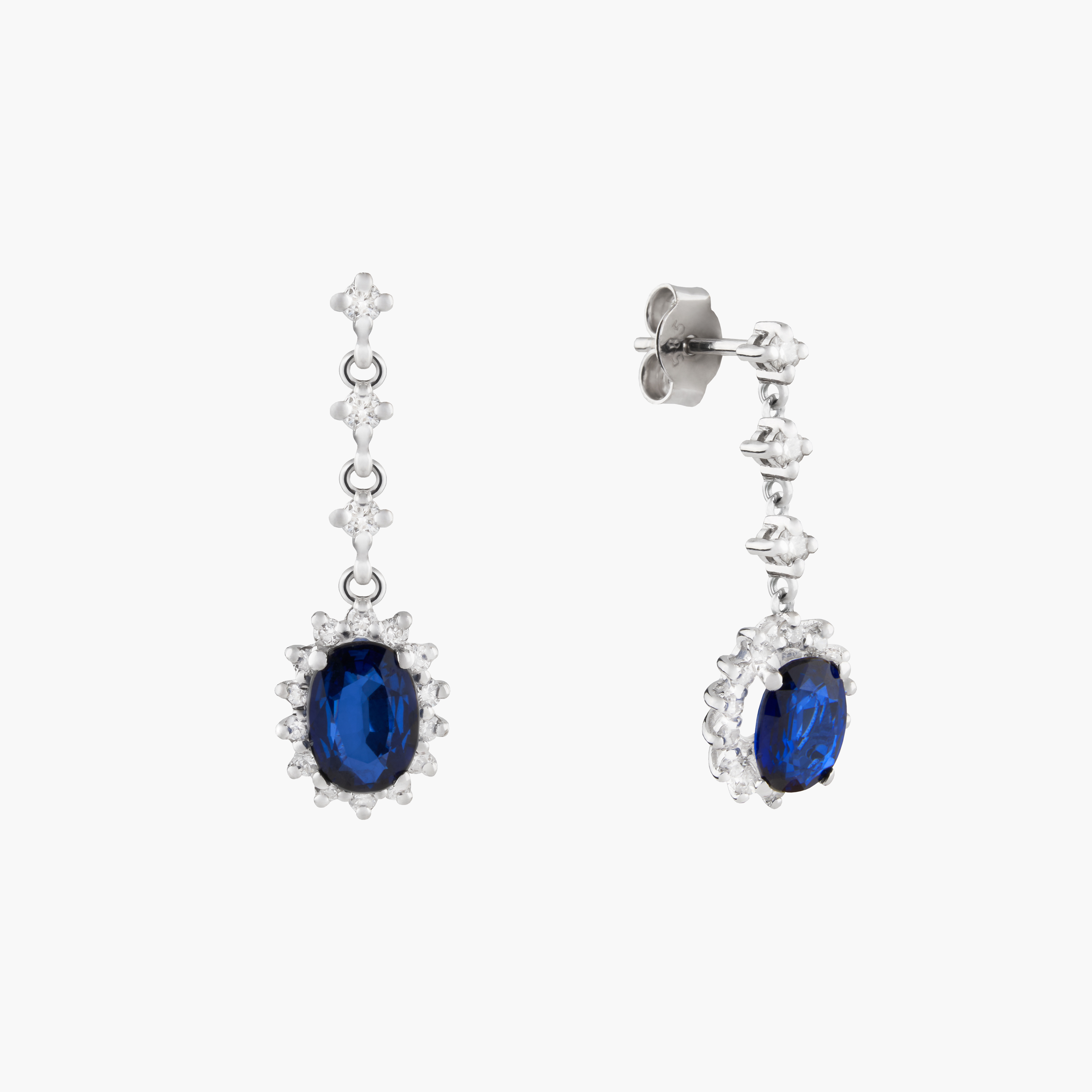Pendientes Con Diamantes  Y Zafiro 2