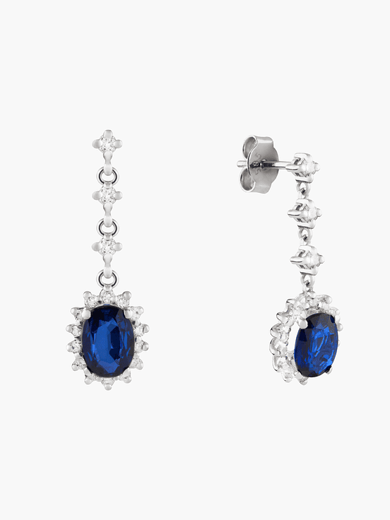 Pendientes Con Diamantes  Y Zafiro 2