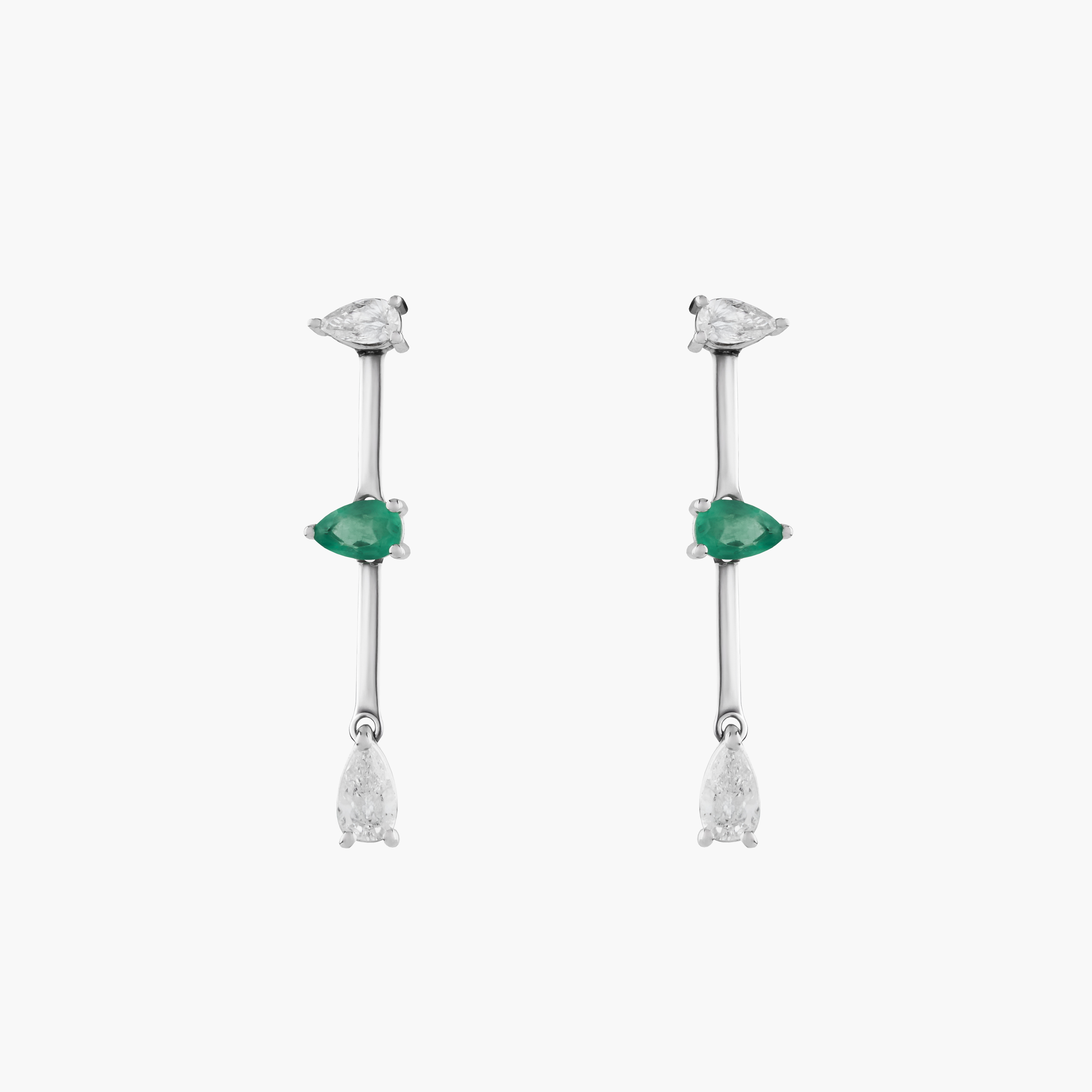 Pendientes Diamantes-Esmeralda Intercaladas 1