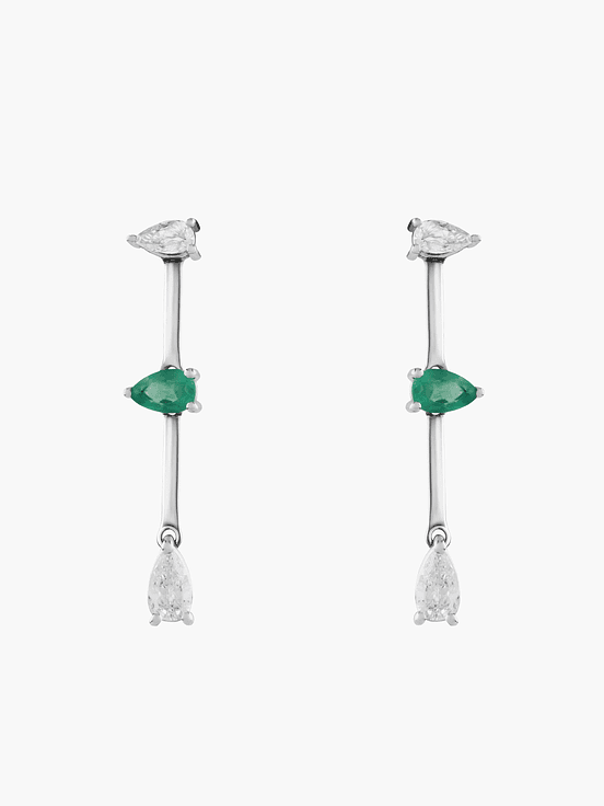 Pendientes Diamantes-Esmeralda Intercaladas 1