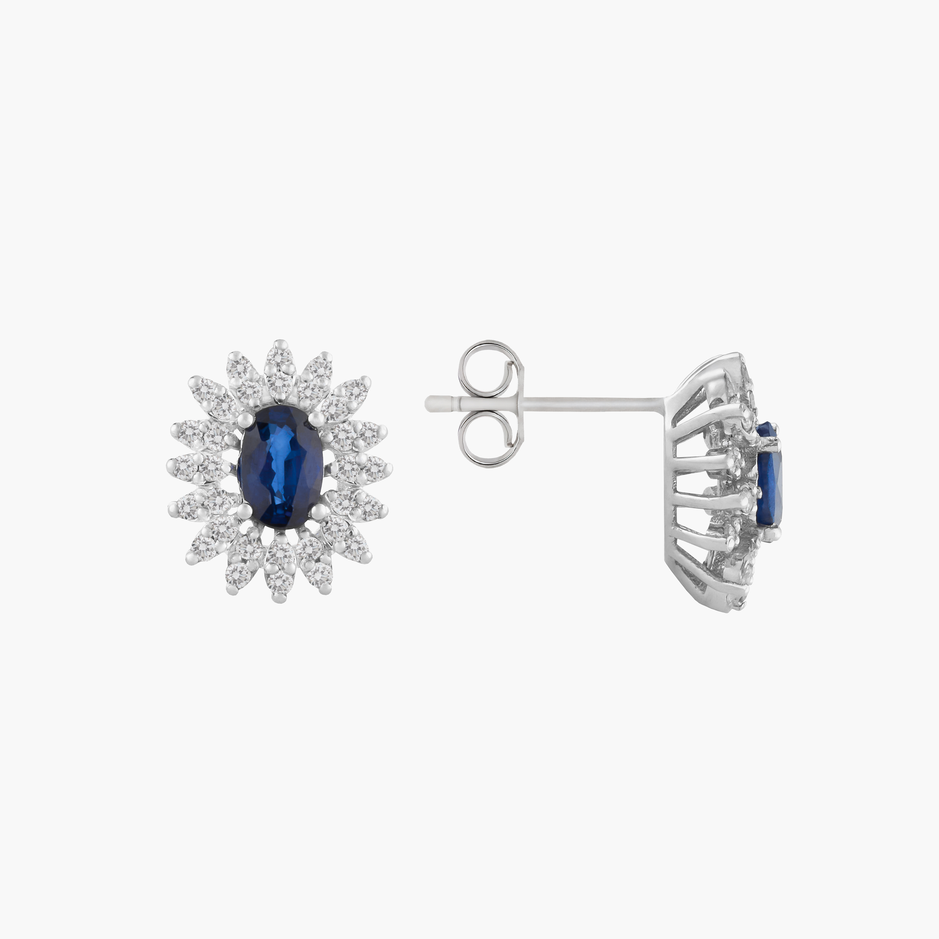 Aros en Zafiros Con Racimo Diamantes 2