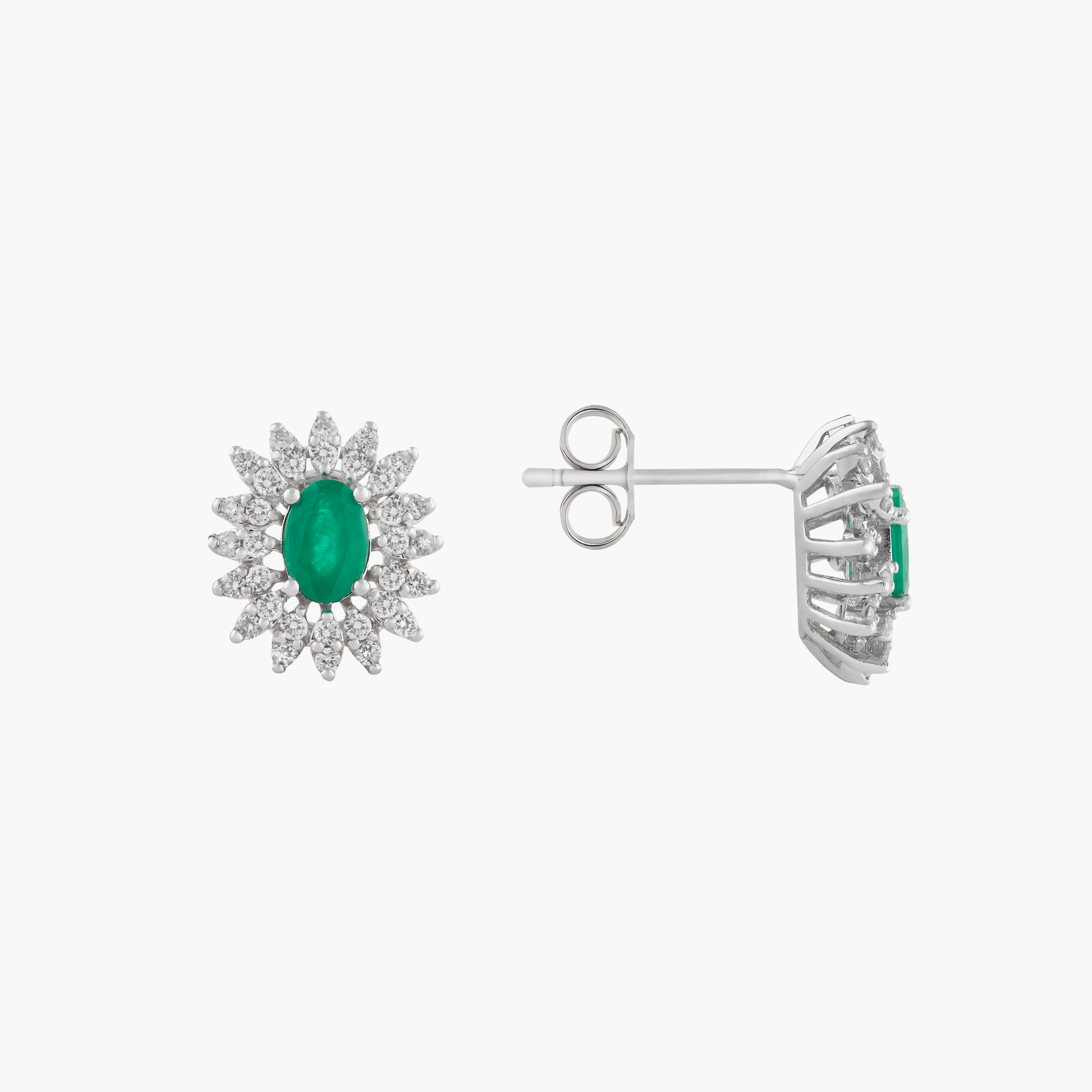 Aros  Esmeraldas Con Racimo Diamantes 2