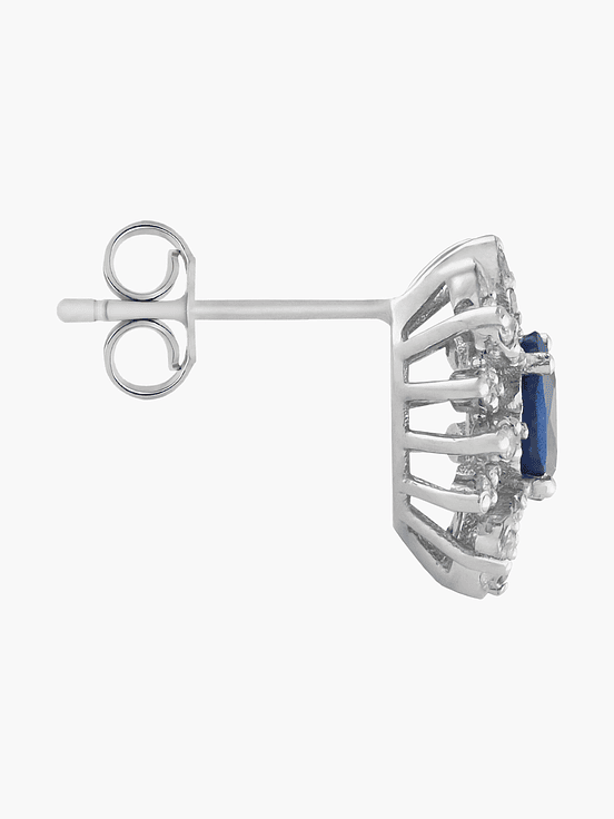 Aros en Zafiros Con Racimo Diamantes 3