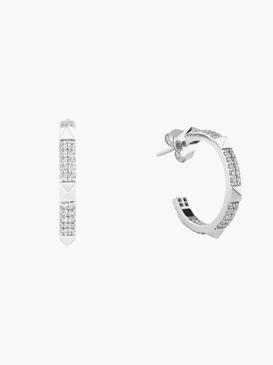 Argollas Diamante Pave Con Piramides 2