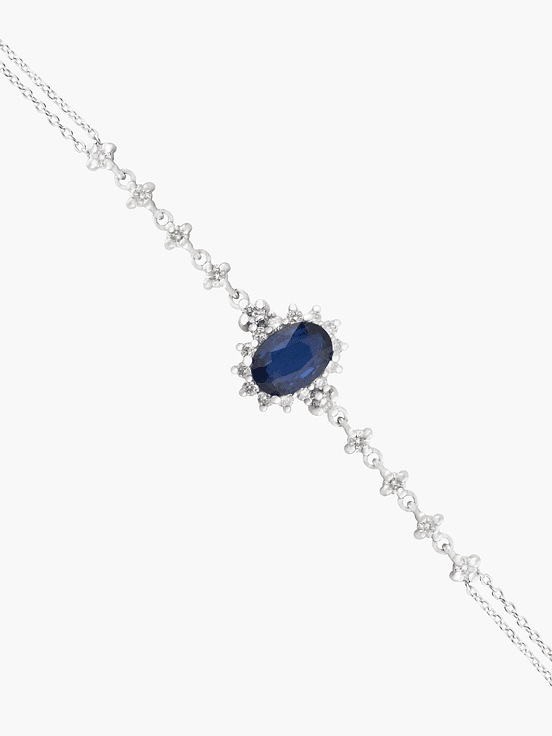 Pulsera Con Diamantes  Y Zafiro Central 1