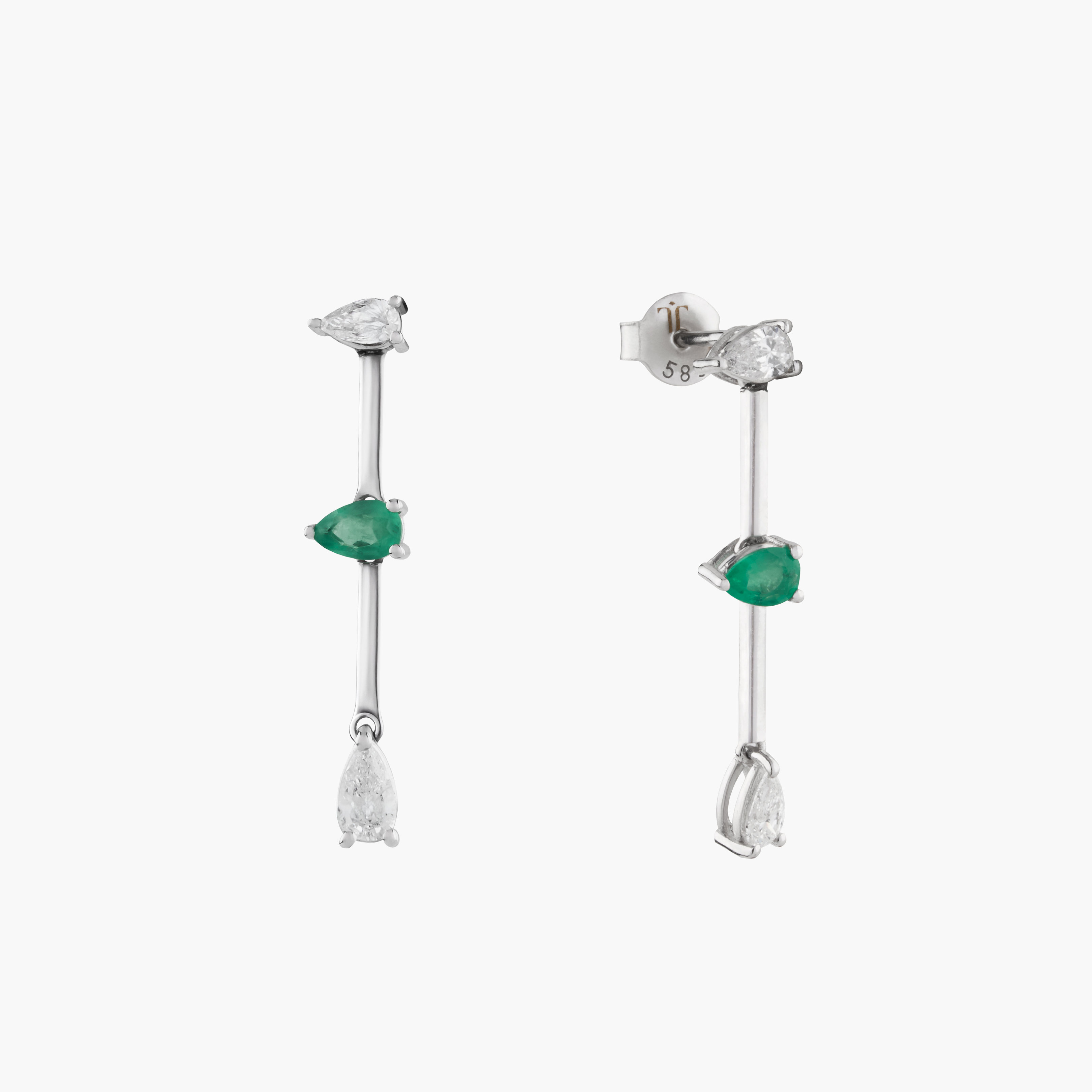 Pendientes Diamantes-Esmeralda Intercaladas 2
