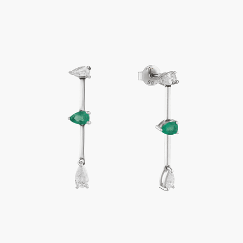 Pendientes Diamantes-Esmeralda Intercaladas