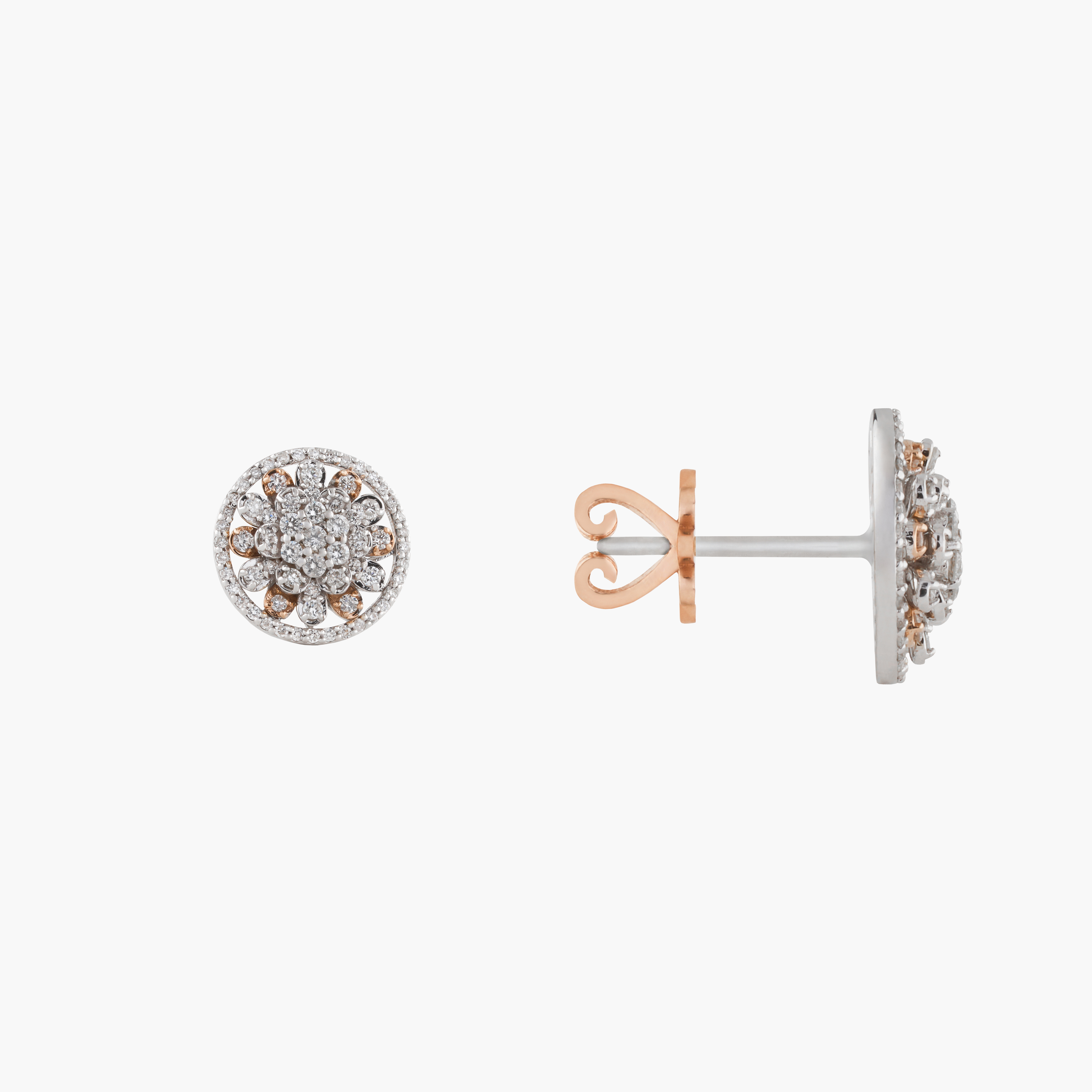 Aros Racimo  Diamantes En Oro Blanco- Rosa 2