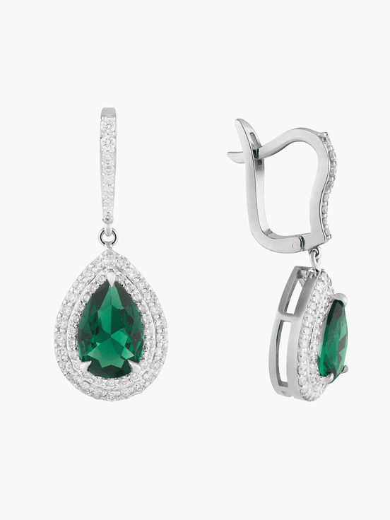 Pendientes Gotas Verde Intenso Con  Diamantes 2