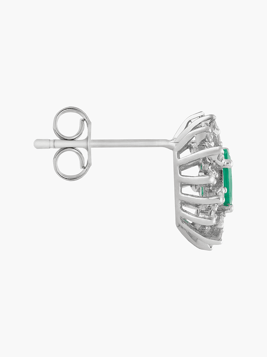 Aros  Esmeraldas Con Racimo Diamantes 3