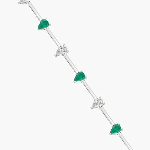 Pulsera  Diamantes-Esmeraldas Intercaladas
