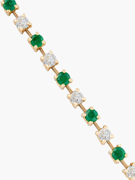 Pulsera Tenis Diamantes Intercalados Con Esmeraldas 1
