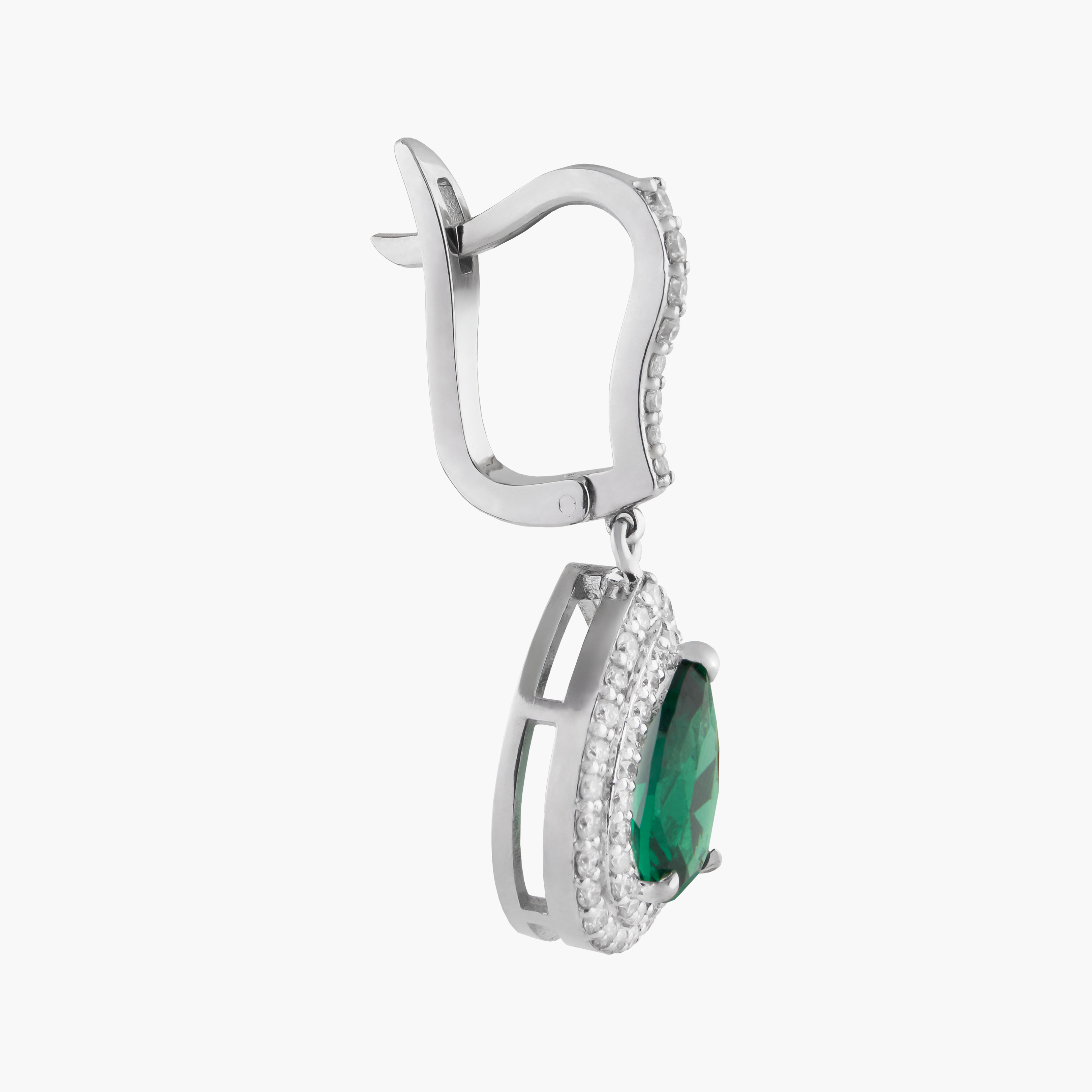 Pendientes Gotas Verde Intenso Con  Diamantes 3