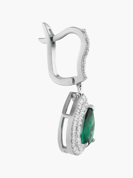 Pendientes Gotas Verde Intenso Con  Diamantes 3