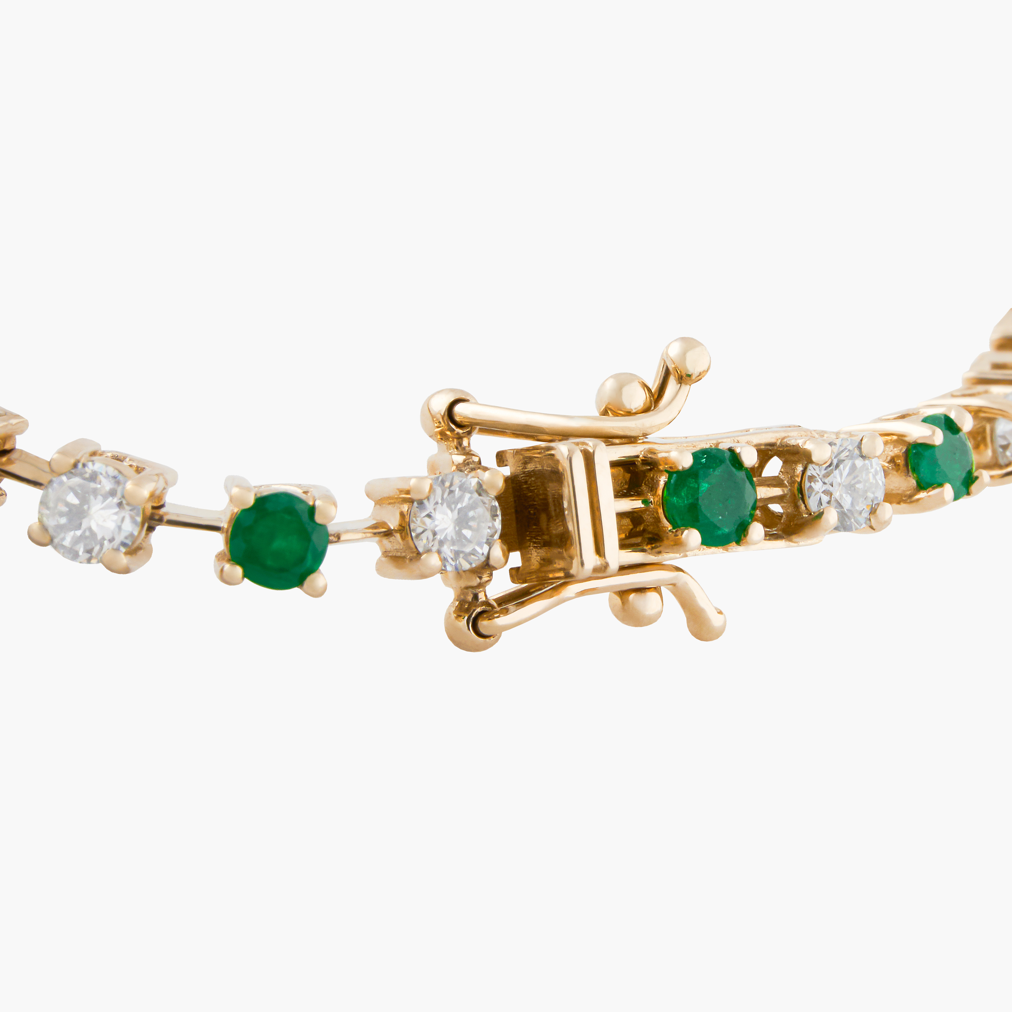Pulsera Tenis Diamantes Intercalados Con Esmeraldas 2