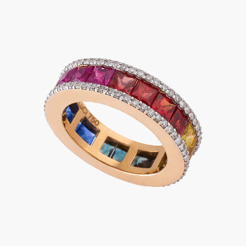 Anillo Arcoiris De Zafiros